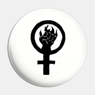 Flaming Feminist Fist Pin