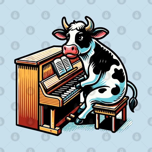 Cow Playing the Piano by Mey Designs