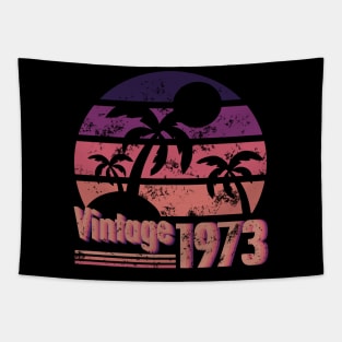 Best of 1973 Cool Vintage Sunset on the Beach Tapestry