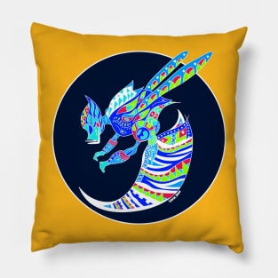 killer bee in blue pattern art ecopop Pillow