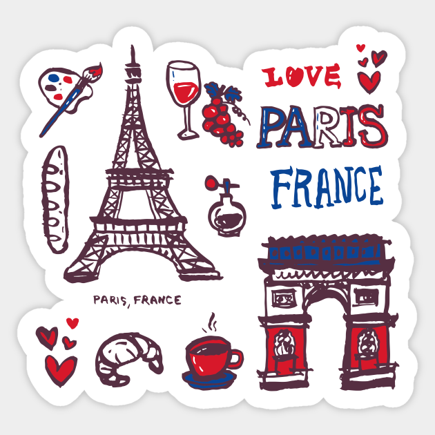 Paris Icons Paris Sticker Teepublic Au
