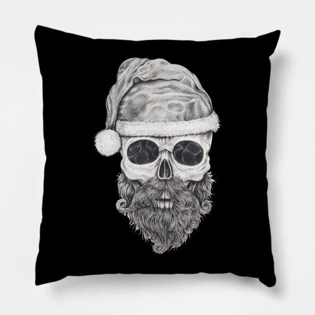 Santa claus skeleton. Pillow by Jiewsurreal