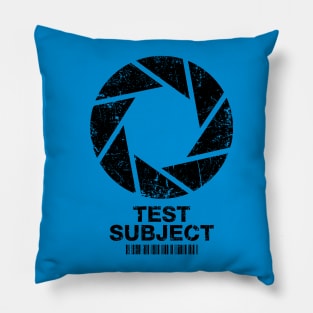 Aperture Science Test Subject - black Pillow