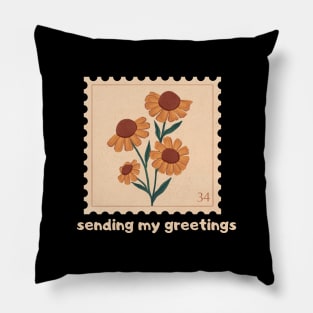 Daisies Minimalist Flora Positive Retro Vintage Pillow