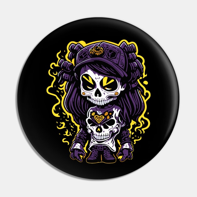 Zombie Girl Pin by Blackhearttees