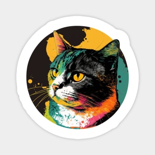 Round Up Your Style with Unique and Adorable Cat Designs - Discover the Purrfect Round Cat Art Collection! Magnet