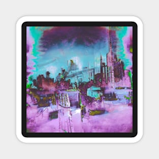 Broken City -Glitch Art Abstract Magnet