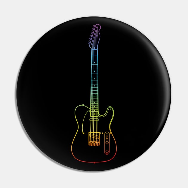 T-Style Electric Guitar Colorful Outline Pin by nightsworthy