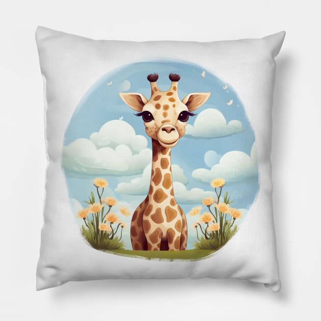 Cute giraffe Pillow by Geminiartstudio