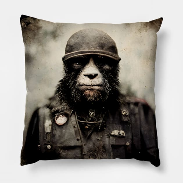 Gorilon Sanjurjo The general of the militia of the monkeys Pillow by AmazinfArt