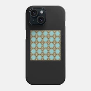 Turquoise and Gold gemmed Kaleidoscope pattern 20 Phone Case