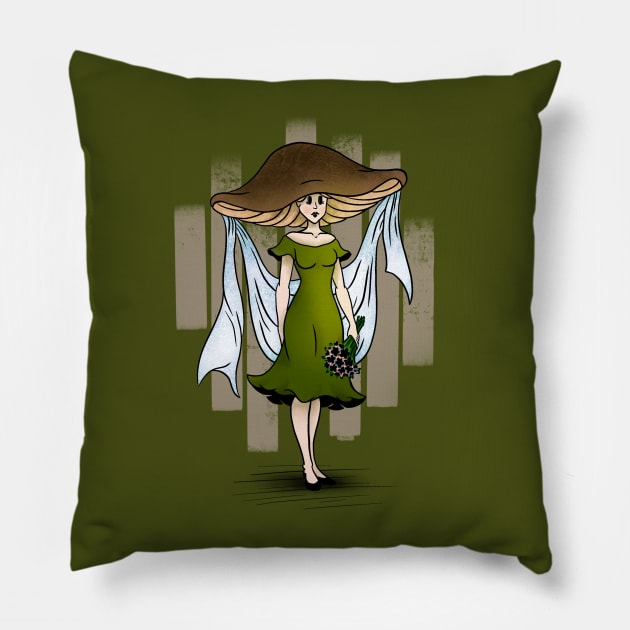 Mushroom Girl Pillow by SisterSpyder923