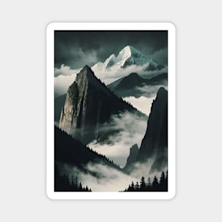 Misty Mountaintops with Clouds Magnet