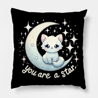 You are a star - Cute kawaii cats with inspirational quotes Pillow