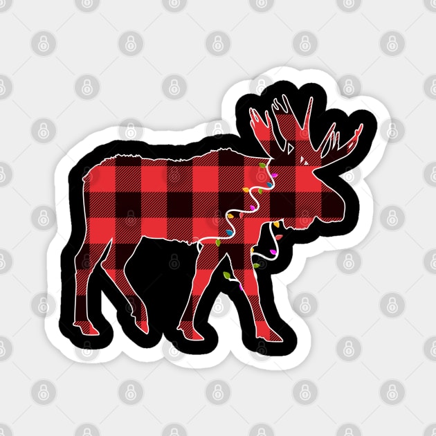 Santa Deer Plaid Red Buffalo Animal Merry Christmas Pajamas Family Magnet by Johner_Clerk_Design