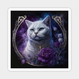 Galactic White British Shorthair Magnet