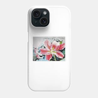 Red Lily Flower Watercolor Painting Phone Case