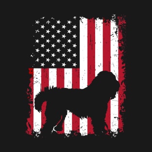 Dog Old English Sheepdog Dog USA Flag Patriotic 4th of July 372 paws T-Shirt