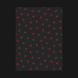 Cherry Pattern, Black T-Shirt