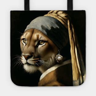 Wildlife Conservation - Pearl Earring Mountain Lion Meme Tote