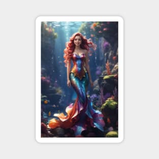 Beautiful Rainbow Colors Mermaid Magnet