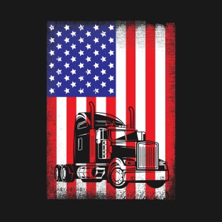 Truck Driver American Flag T-Shirt