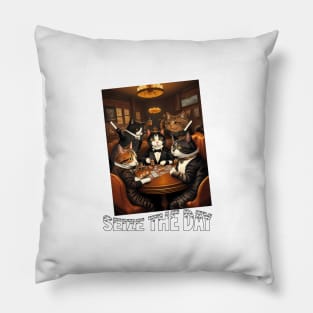 cats seize the day design Pillow