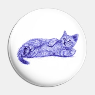 Relaxed Kitten Sketch - Cute Cat Laying Down Pin
