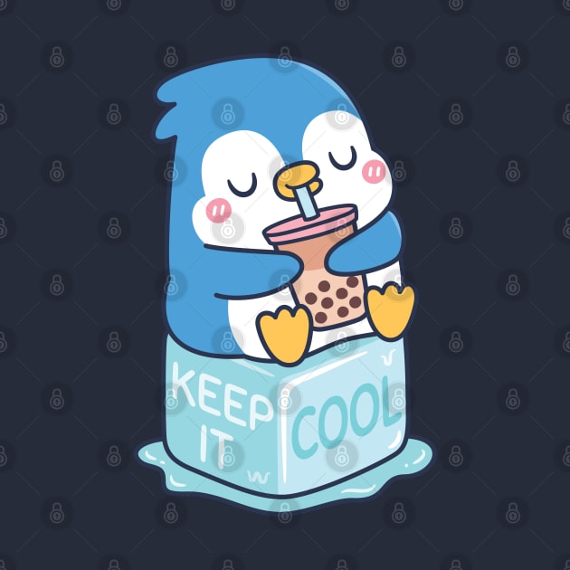 Cute Penguin Drinks Boba Tea Keep It Cool by rustydoodle