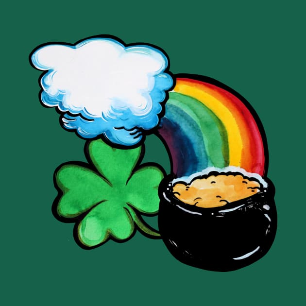 Pot of Gold At Rainbow's End Clover by bubbsnugg