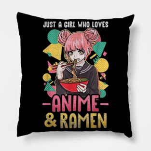 anime lady ramen Pillow