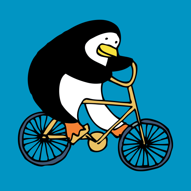 Penguin on a bike - cute bird by Cecca Designs by Cecca