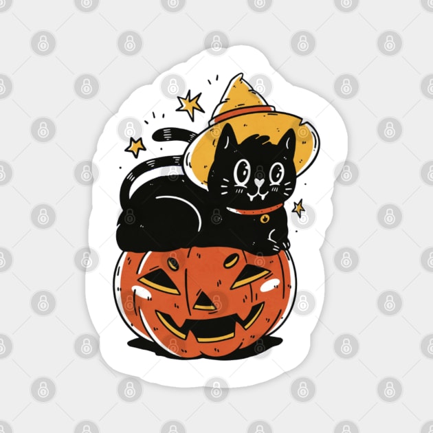 Pumpkin Cat Magnet by Digital-Zoo