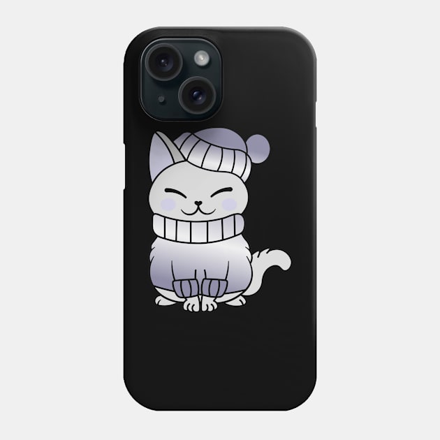 Cute Cozy Colorful Snow Winter Cat Kitty Phone Case by Cute Cat Designs