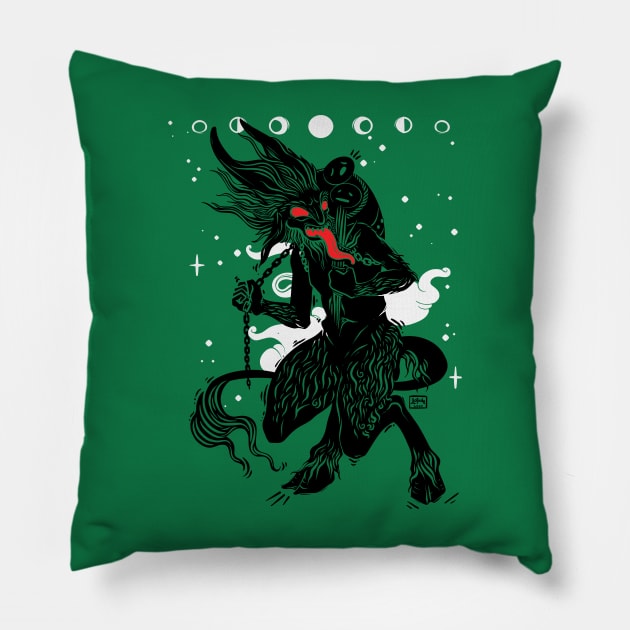 Krampus Christmas Demon Art Pillow by cellsdividing