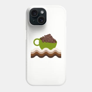 Coffee. Retro Olive Cup O Beans on a Wavey Sea of Coffee Phone Case