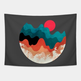 Minimalist Abstract Nature Art #65 Wavey Mountains Tapestry