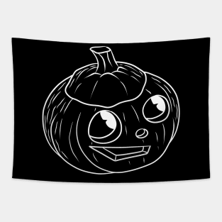 Cute Halloween White Outline Jack o' Lantern Tapestry