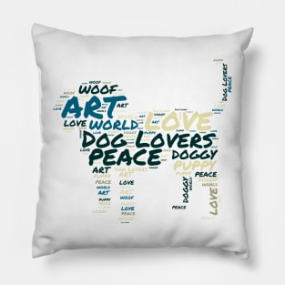 Silhouetted Fur baby cloud font of a dog Pillow