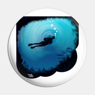 Floating in the blue ocean Pin