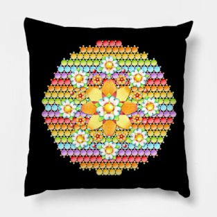 Candy Rainbow Daisy Pillow