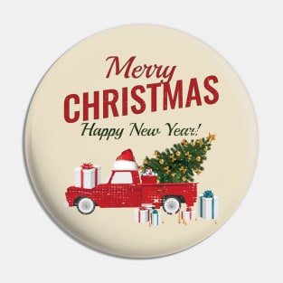 Happy new year Vintage Wagon Christmas Tree on Car Xmas Vacation Pin