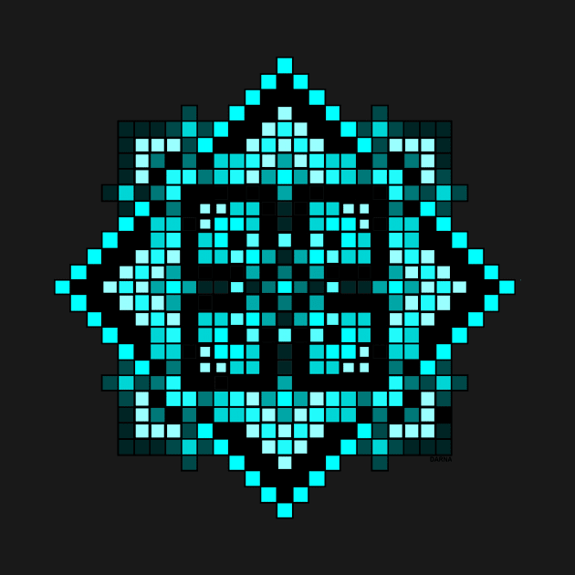 teal pixelated mandala by DARNA