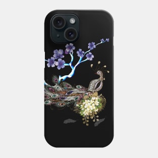 Wonderful elegant peacock with flowers Phone Case