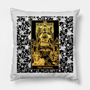 Floral Tarot Print - The Chariot Pillow