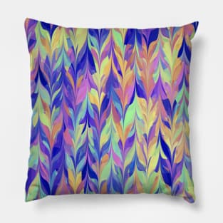 Psychedelic Funky Digital Abstract Feather Pattern Pillow