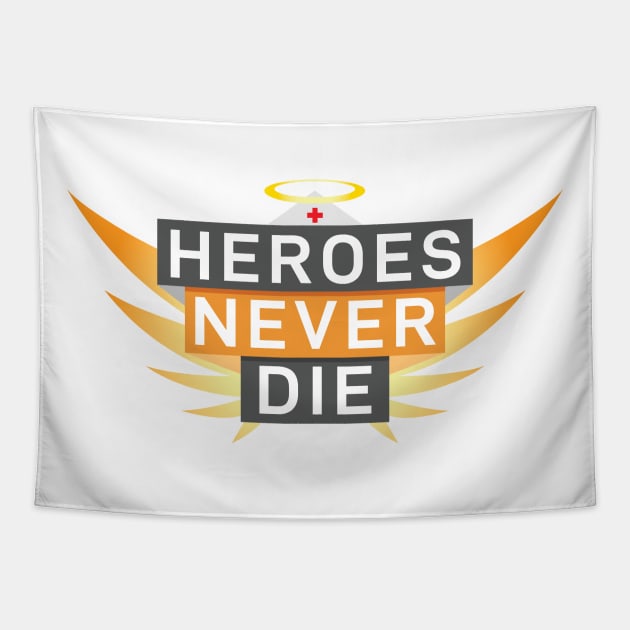 Mercy Heroes Never Die art logo design Tapestry by ElevenVoid