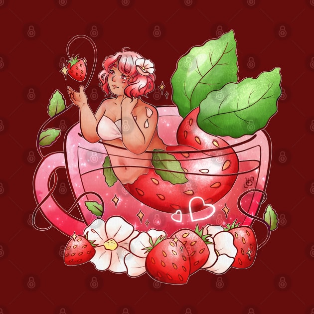 Mermaid Teacup - Strawberry Sweetheart by heysoleilart