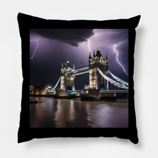 Iconic World Landmarks During A Thunderstorm : Tower Bridge London Pillow