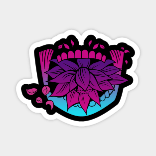 Sugar Skull with Coca Leaves Yoga Lotus Vaporwave Magnet